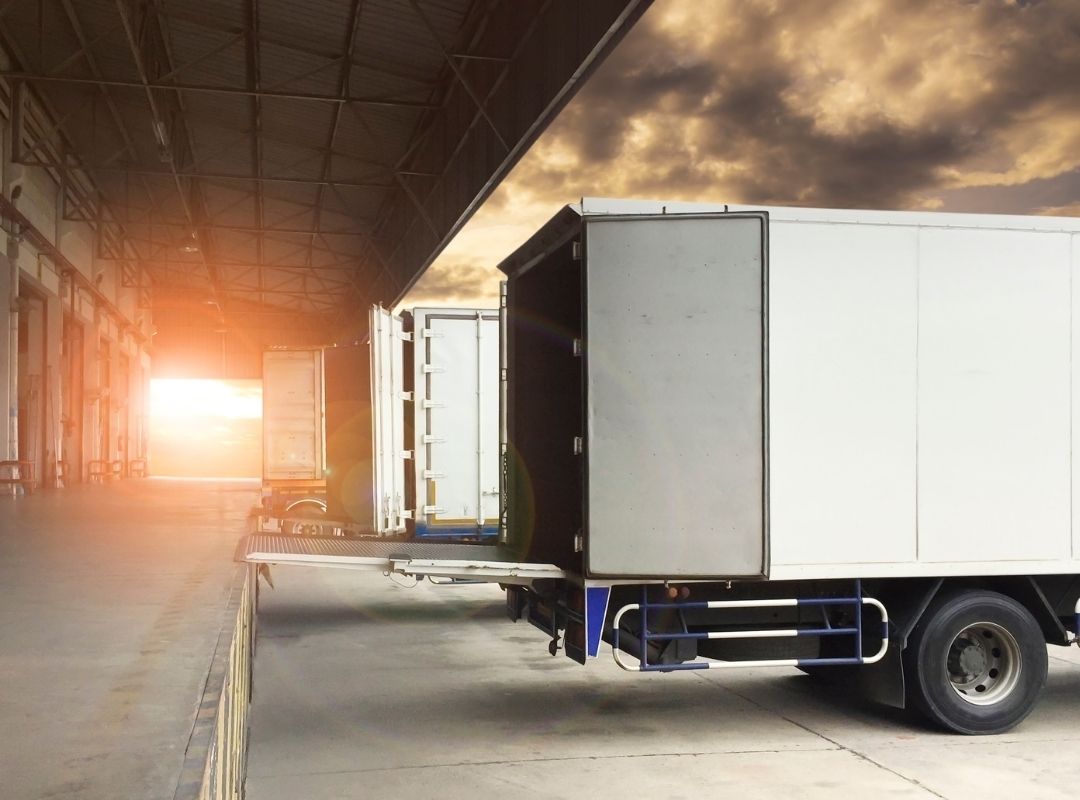 transport and logistics Truck loading at warehouse bay