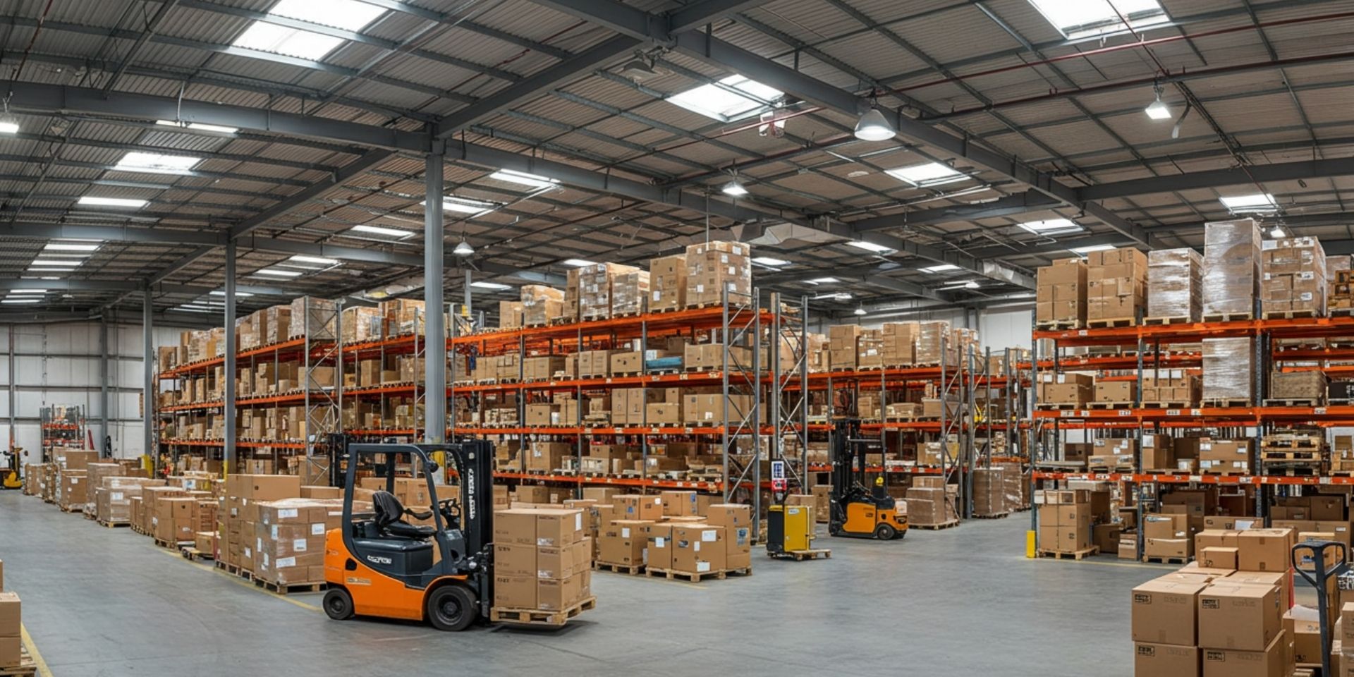 general trading Warehouse shelves prepared for project procurement